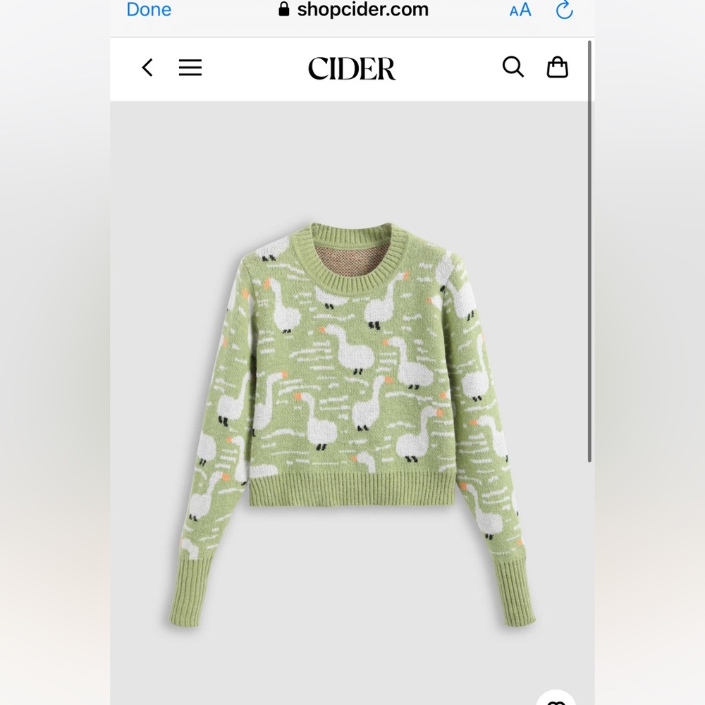 **LAST CHANCE CLEARANCE** Cider green crop duck sweater